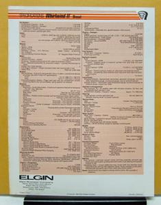 1980 Elgin Truck Sweeper Model Whirlwind II Specification Sheet