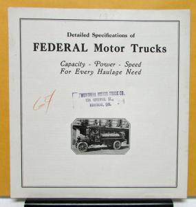 1926 Federal Truck Model Fast Express 1 2 3 4 5 Ton Sales Folder