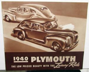 1940 Plymouth Dealer Sales Brochure De Luxe Roadking Browntone Features