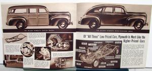 1940 Plymouth Dealer Sales Brochure De Luxe Roadking Browntone Features