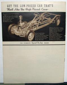 1941 Plymouth Dealer Sales Brochure Special De Luxe The One For 41