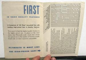 1942 Plymouth Dealer Sales Brochure Features and Engineering Firsts By Plymouth