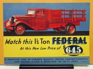 1934 Federal Truck Model 1 1/2 Ton Sales Brochure