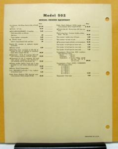 1939 1940 Federal Truck Model 502 Specification And Price Sheets