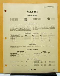 1939 1940 Federal Truck Model 292 Specification And Price Sheets