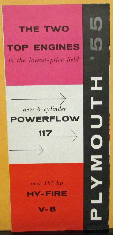 1955 Plymouth Dealer Sales Brochure Folder Powerflow 6 Cylinder Hy-Fire V-8