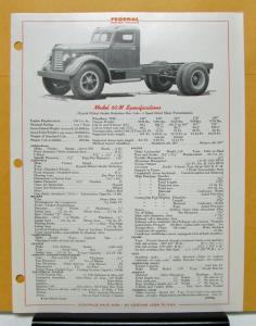 1948 Federal Truck Model 60M Specification Sheet