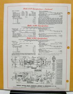 1948 Federal Truck Model 60M Specification Sheet