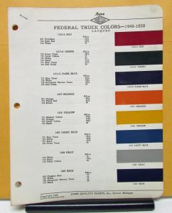 1948 1949 1950 Federal Truck Paint Chips By Acme