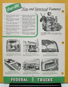 1952 Federal Truck Model 2901 2902 2904 Sales Brochure & Specifications