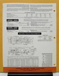 1954 Federal Truck Model 6001 Specification Sheet