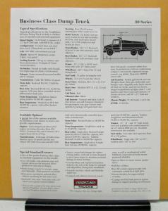 1992 Freightliner Series 80 Business Class Dump Truck Specification Sheet