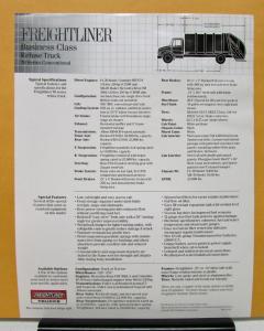 1991 Freightliner Series 70 Business Class Refuse Truck Specification Sheet