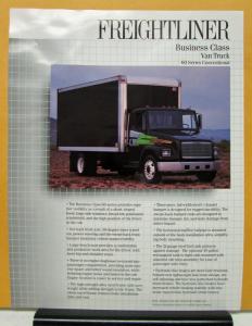 1991 Freightliner Series 60 Business Class Van Truck Specification Sheet