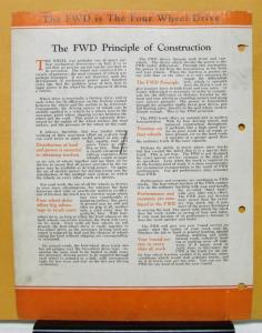 1931 FWD Truck Model B Specification Sheet