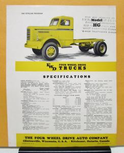 1945 FWD Truck Model HG Specification Sheet