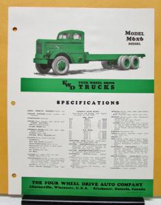 1948 FWD Truck Model M6x6 Diesel Specification Sheet