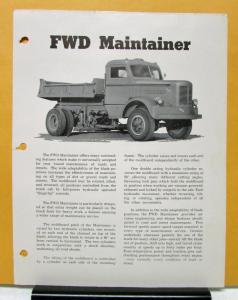 1947 1948 1949 1950 FWD Truck Model Maintainer Sales Brochure