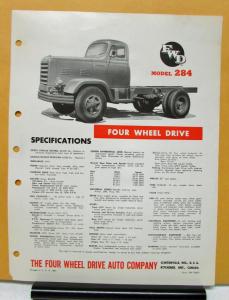 1954 1955 1956 FWD Truck Model 284 Specification Sheet THOP