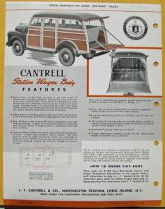 1948 Dodge B108 Half Ton Cantrell Woody Station Wagon Body Sales Sheet Original