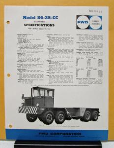 1966 FWD Truck Model 86 25 CC Crane Carrier Specification Sheet