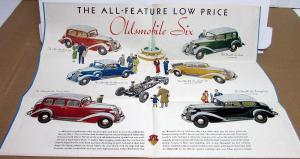 1934 Oldsmobile Six Dealer Color Sales Brochure Folder Original Coupe Sedan