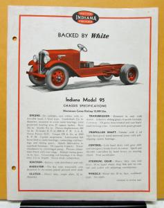 1933 1934 Indiana Truck Model 95 Specification Sheet