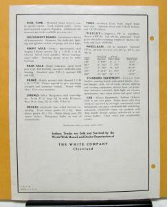 1933 1934 Indiana Truck Model 95 Specification Sheet