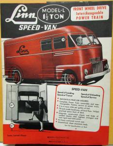 1947 1948 1949 Linn Truck Model L 1 1/2 Ton Speed Van Sales Folder & Specs