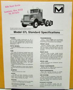 1975 1976 1977 1978 1979 1980 Marmon Truck Model 57L Specification Sheet