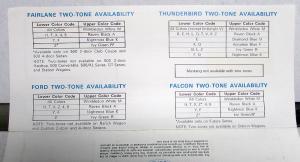 1966 Ford Paint Chips Mustang Falcon Fairlane Full Size Thunderbird Brochure