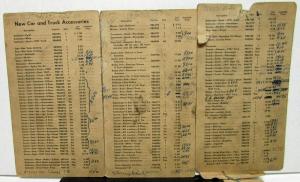 1948 Chevrolet Accessories Parts Price List & Nos Dealer Confidential Original