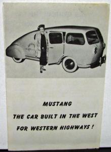 1949 Mustang Teardrop Automobile Sales Brochure Aluminum Aero-dynamic Body Rare