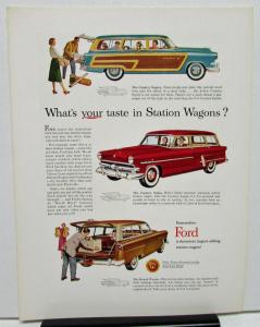 1953 Pontiac Silver-Streak & Ford Station Wagon 2 Sided Magazine Ad Original