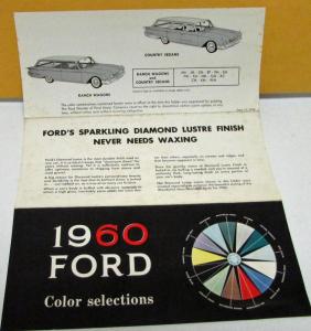 1960 Ford Dealer Brochure Color Selections Paint Chips Fairlane Galaxie Falcon