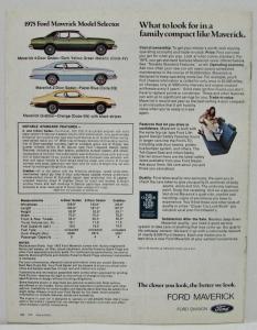 1975 Ford Maverick Sales Brochure The Proven Family Compact