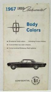 1967 Lincoln Continental Body Colors Paint Chips