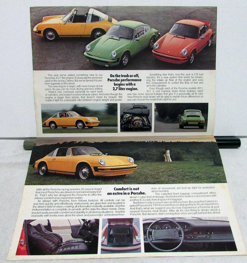 1974 Porsche Dealer Sales Brochure Carrera 911 S Sports Car Original