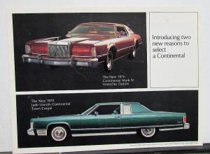 1975 Lincoln Continental Sales Folder Introducing two new reasons