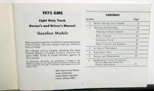 1975 GMC Pickup Truck Suburban Jimmy Owners Manual C/K Series 2&4 Wheel Drive