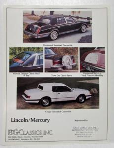 1980-85 Lincoln Continental Mercury Cougar Simulated Convertibles E&G Classics