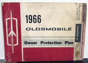 1966 Oldsmobile Owner Protection Plan Booklet Protect-O-Plate Warranty Service