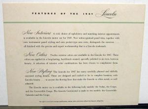 1947 Lincoln Sales Brochure Nothing Could be Finer