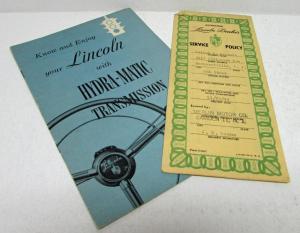 1949 Lincoln Hydramatic Transmission Sales Brochure and Service Policy