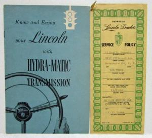 1949 Lincoln Hydramatic Transmission Sales Brochure and Service Policy