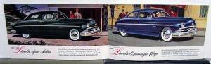 1950 Lincoln Quick Facts Sales Brochure Yellow Cover