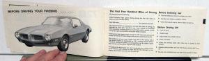 1972 Pontiac Owners Manual Care & Operation Firebird Trans Am Formula Esprit