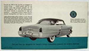 1953 Lincoln Quick Facts Sales Brochure