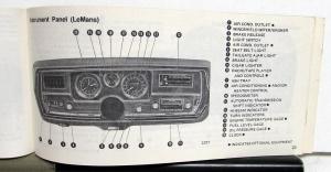 1977 Pontiac Owners Manual Care & Operation LeMans Grand & Sport Coupe Original