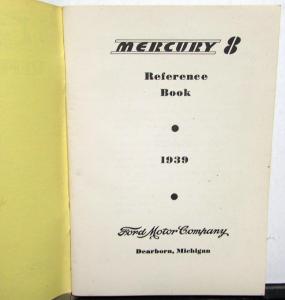 1939 Mercury 8 Owners Manual Reference Book Reprodution